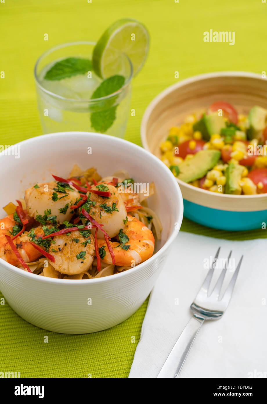 Seafood noodle and salad Stock Photo Alamy