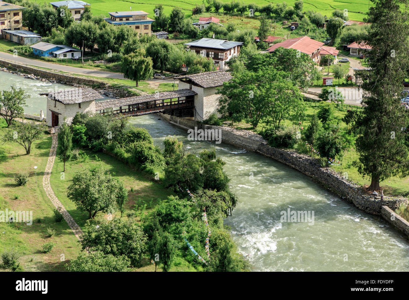 Paro Rive A bridge crosses Paro River in Bhutan Stock Photo - Alamy