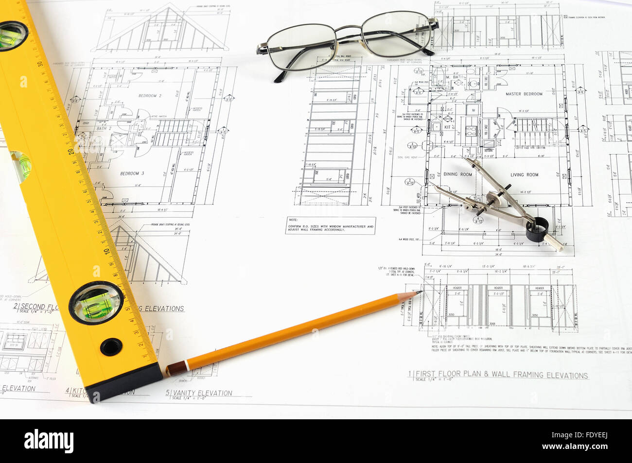 drawings of building homes and Tools Stock Photo - Alamy