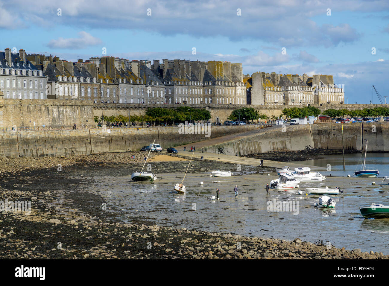 Low tide at St Malo, Brittany, France Stock Photo