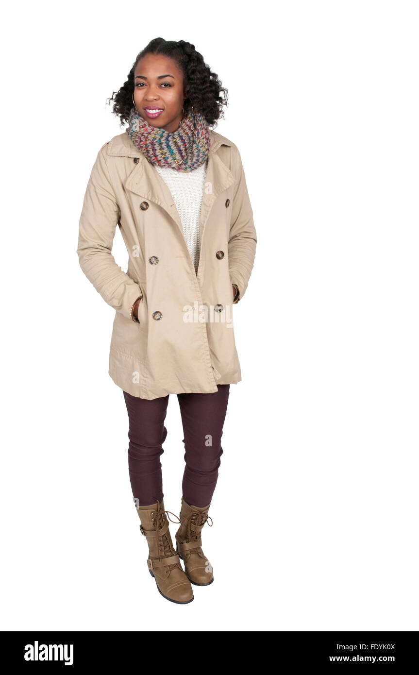 Beautiful woman wearing her winter coat and scarf Stock Photo - Alamy