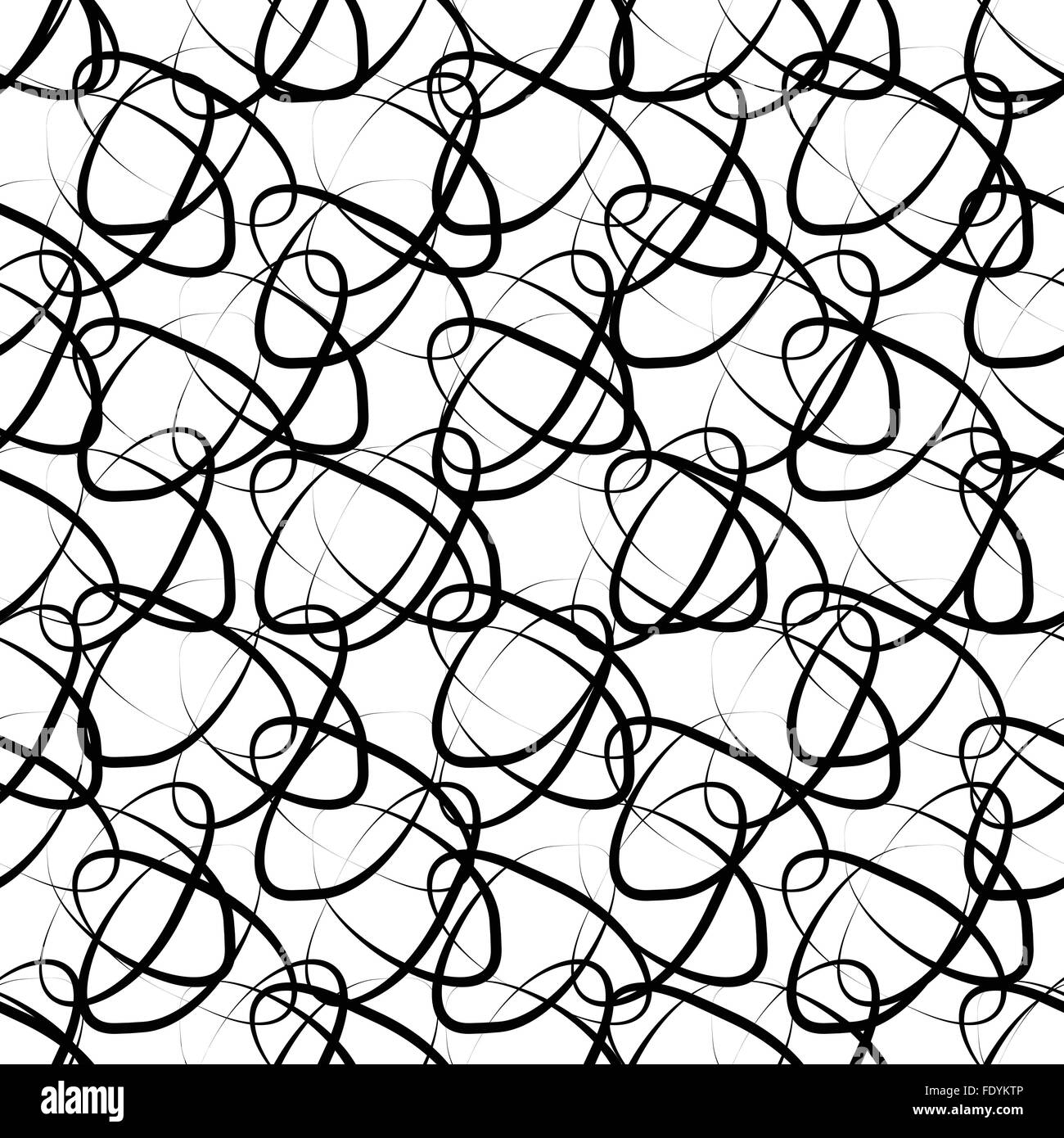 Squiggly lines abstract monochrome pattern Cut Out Stock Images