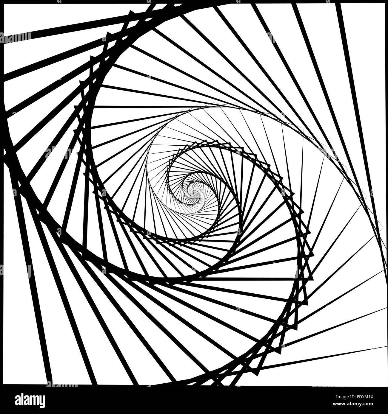 Inward rotating, spirally squares abstract monochrome background Stock ...