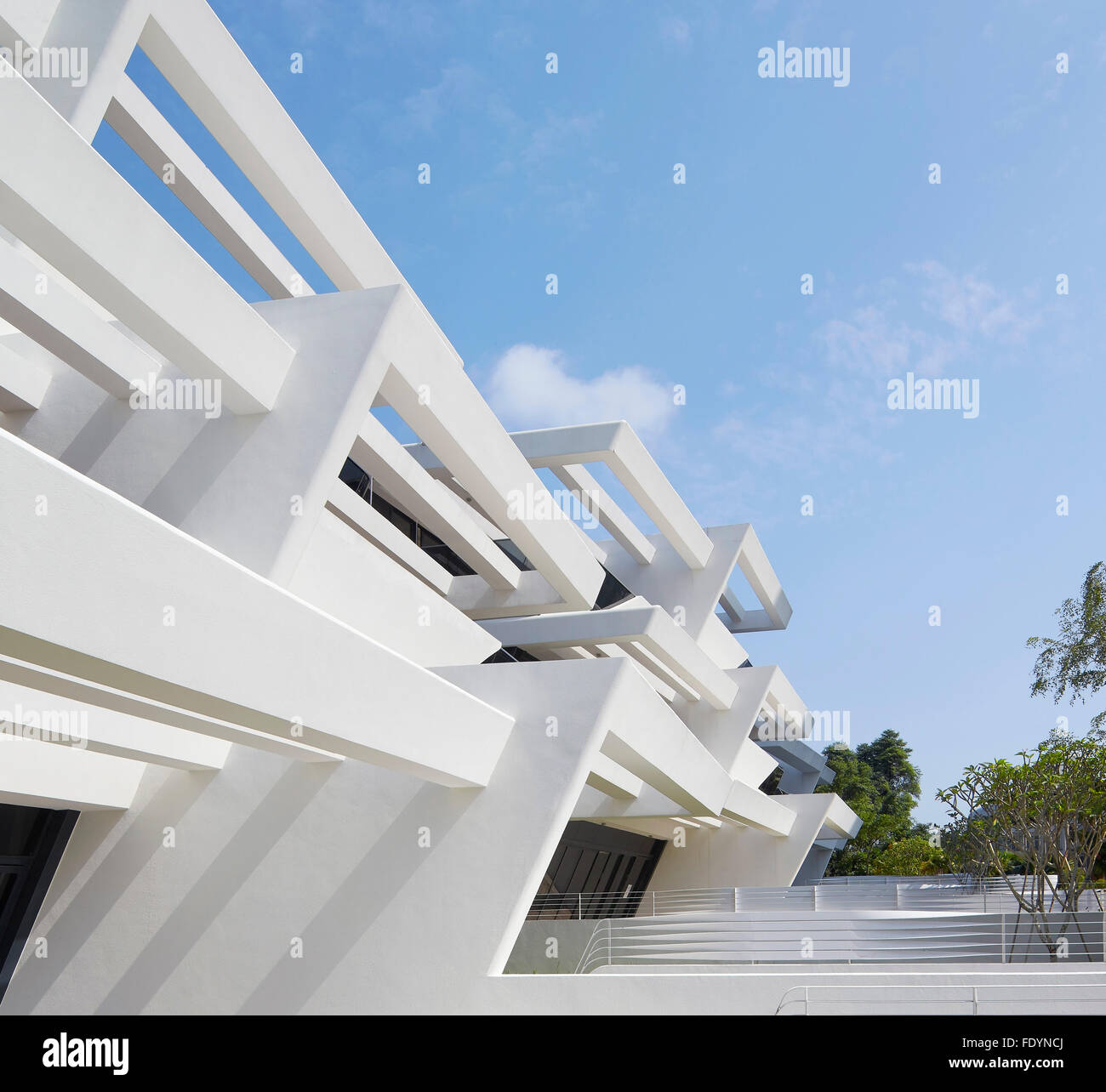 Facade detail of semi-detached villas. d'Leedon Singapore, Singapore, Singapore. Architect: Zaha Hadid Architects, 2015. Stock Photo