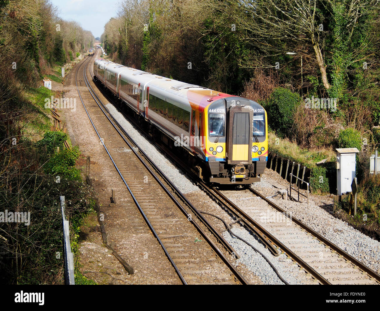 South West Trains (SWT) class 444 electric train at St Cross south of ...