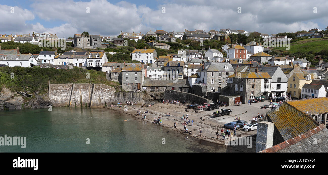 Port Isaac, harbour, beach and village, Cornwall, England, UK Stock