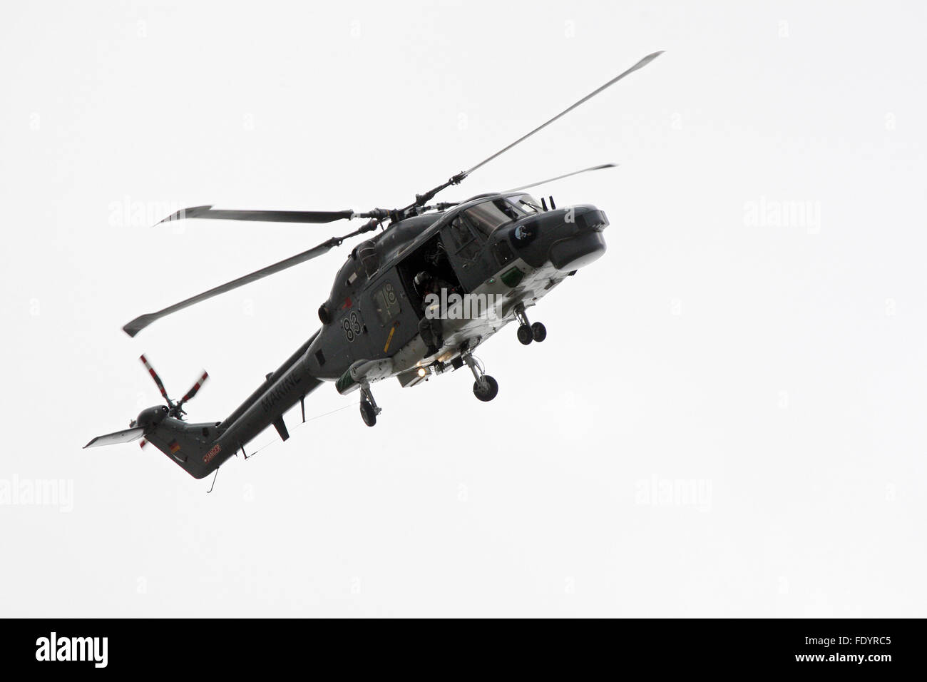 Cuxhaven, Germany, Helicopter Marine in flight Stock Photo