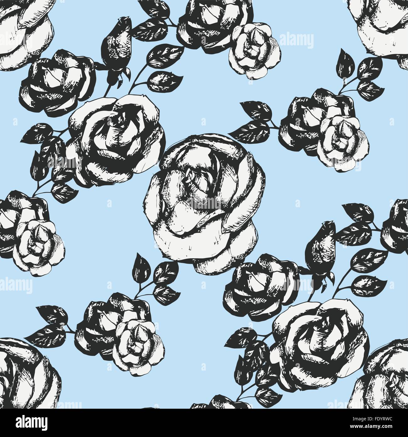 Vintage black and white rose pattern Stock Vector Image & Art - Alamy