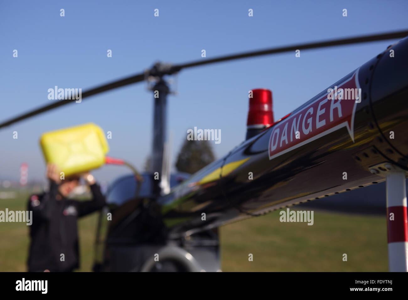Beromuenster, Switzerland, helicopter is refueled Stock Photo
