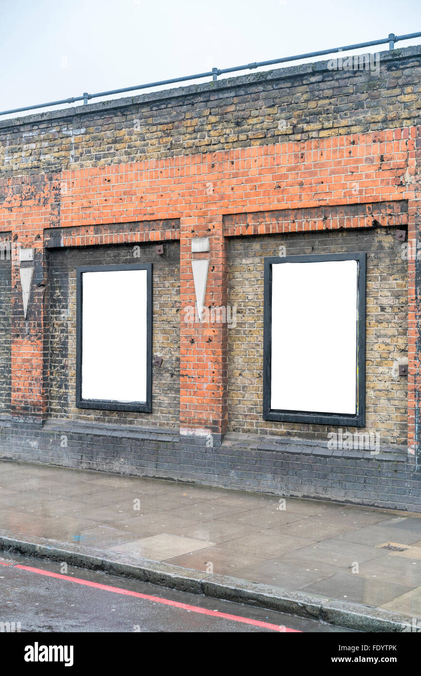 BLANK TEMPLATE BILLBOARD POSTER ON LONDON STREET, UNITED KINGDOM, HIGH QUALITY Stock Photo