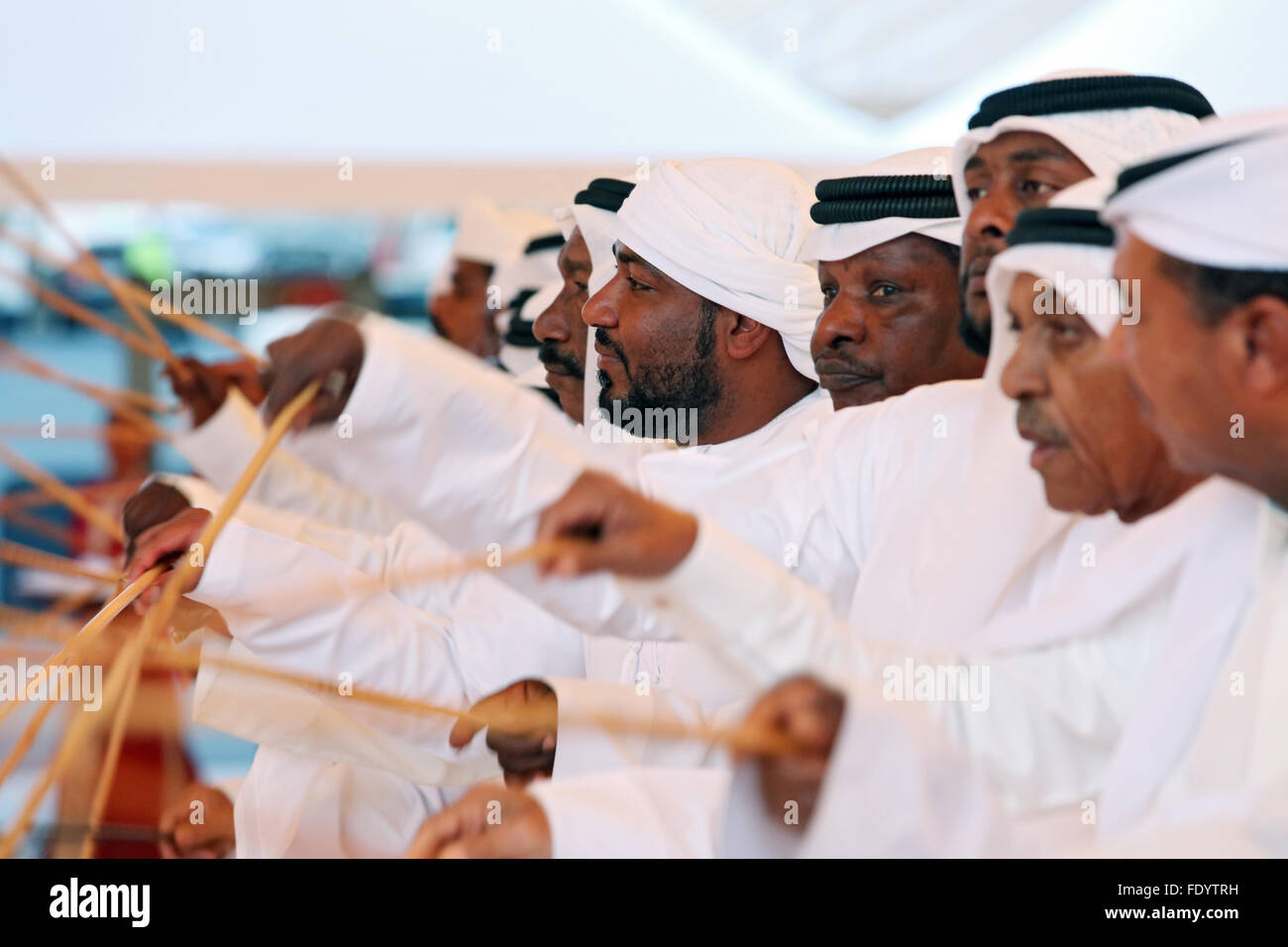 Dubai, United Arab Emirates, Arabs lead a dance floor on Stock Photo