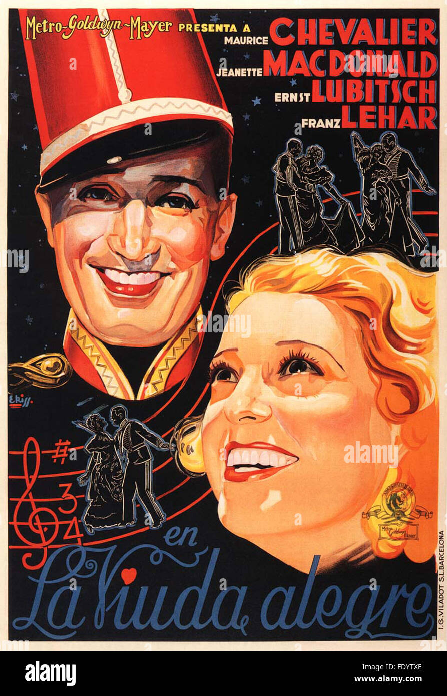 Merry Widow, The (1934) - Spanish Movie Poster Stock Photo