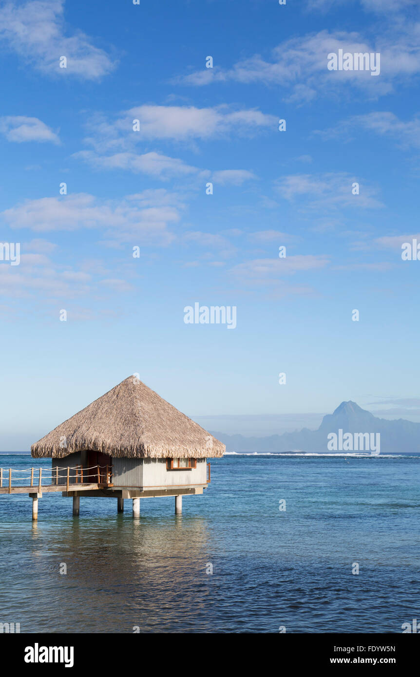 Overwater bungalow at Le Meridien Tahiti Hotel, Pape'ete, Tahiti, French Polynesia Stock Photo