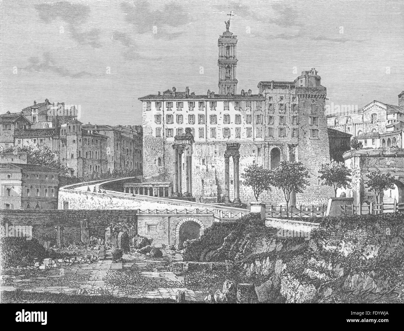 ROME: Pavement of Julian Basilica & Tabularium, antique print 1872 Stock Photo