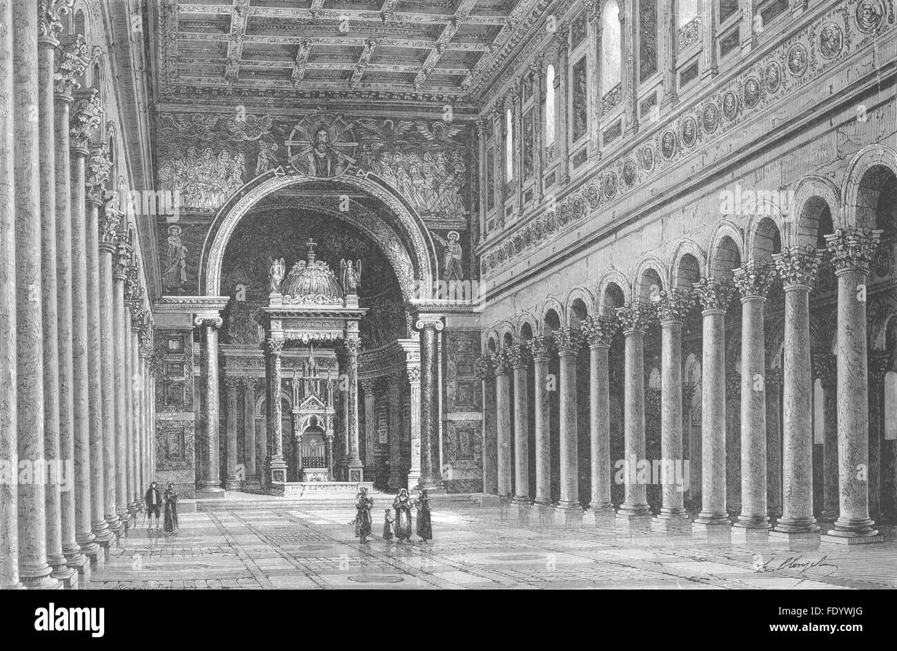 ROME: St Paul extra Muros, antique print 1872 Stock Photo