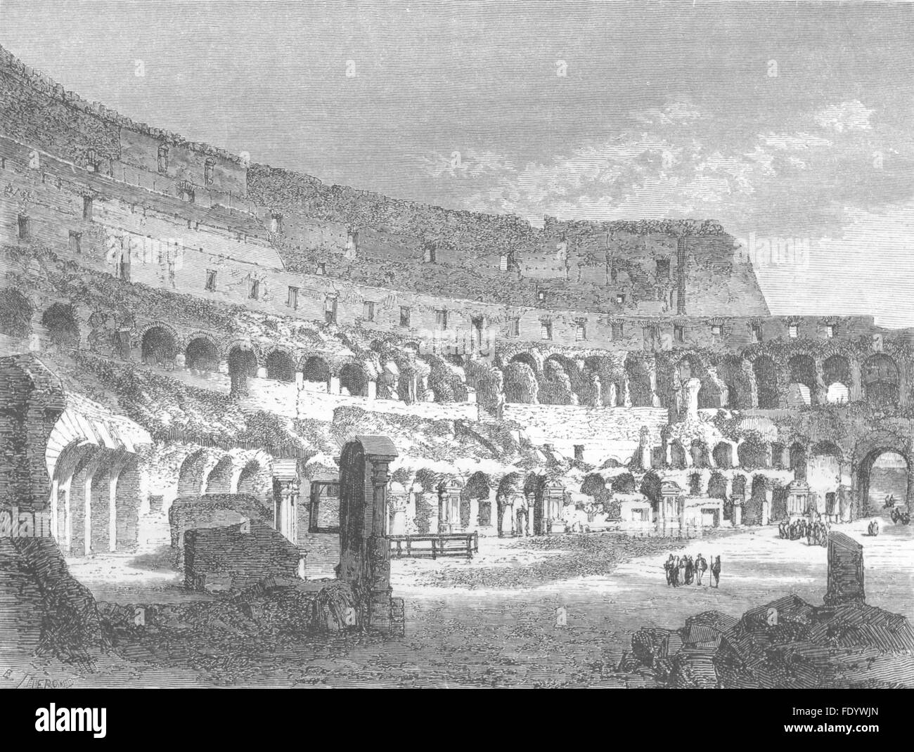 ROME: The Arena of the Colloseum, antique print 1872 Stock Photo