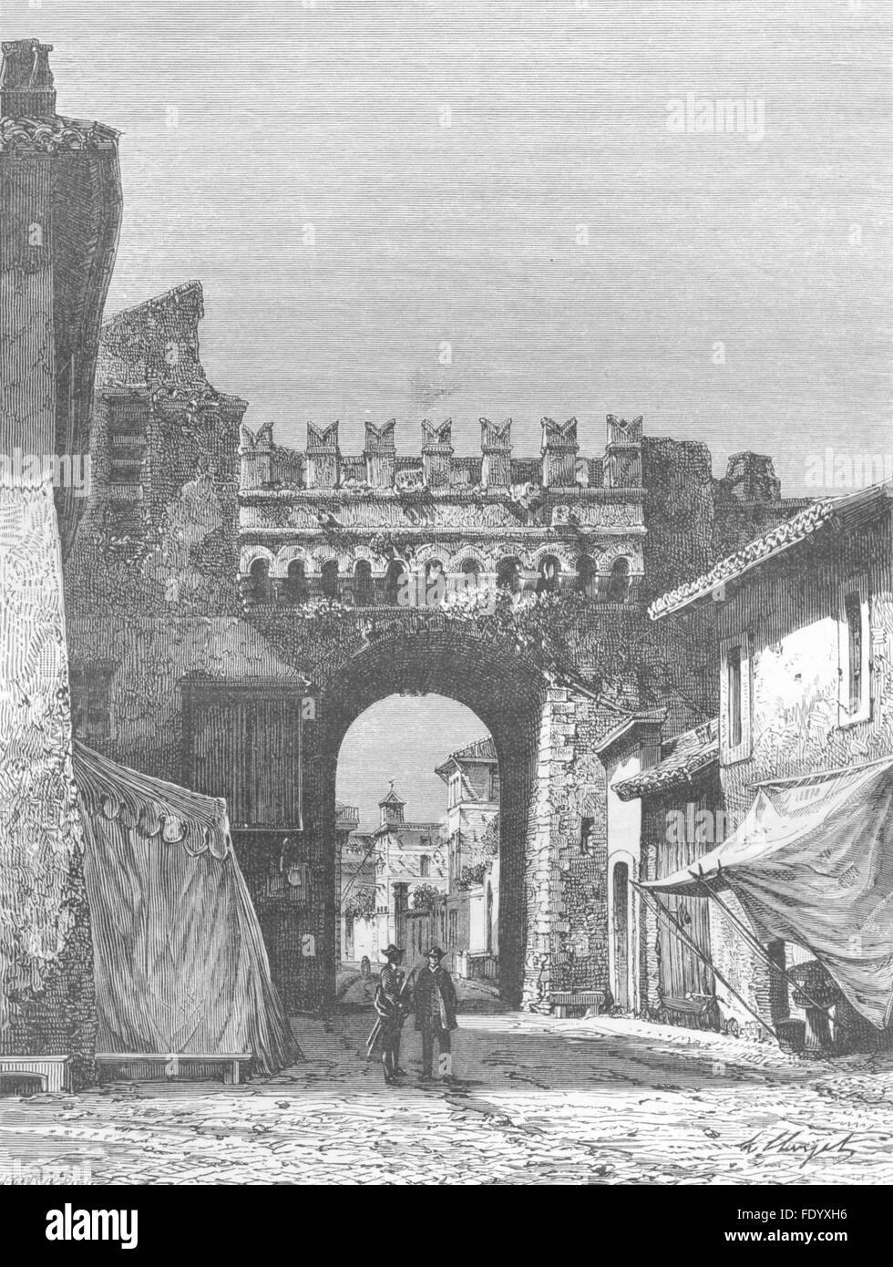 ROME: La Porta Settimiana, Trastevere, antique print 1872 Stock Photo