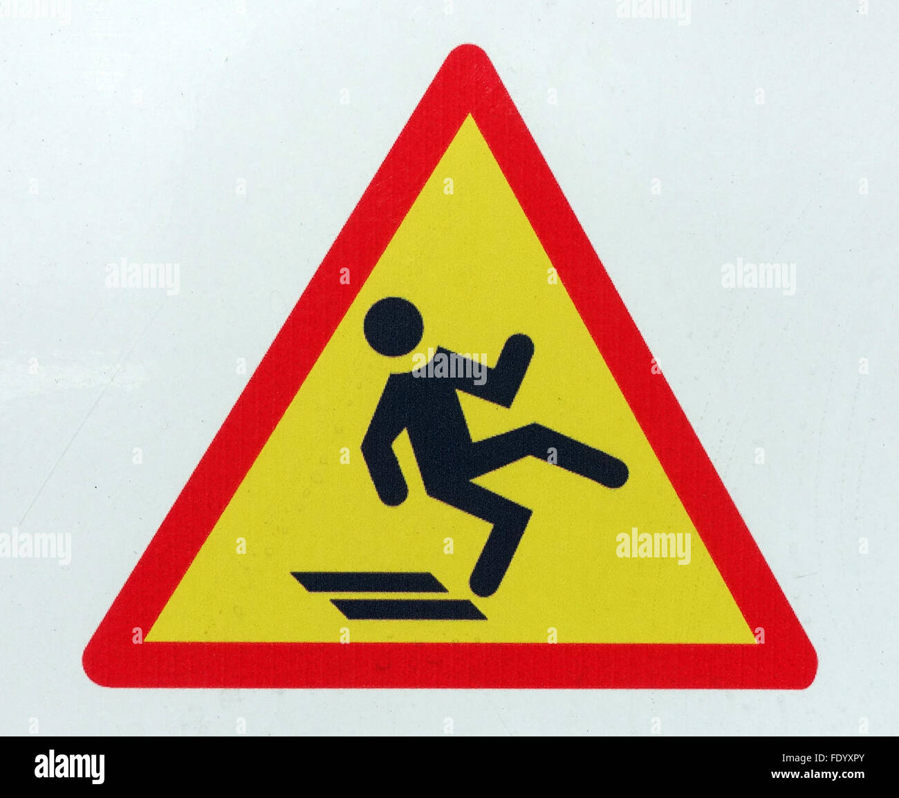 Kolberg, Poland, sign -Vorsicht Rutschgefahr- Stock Photo