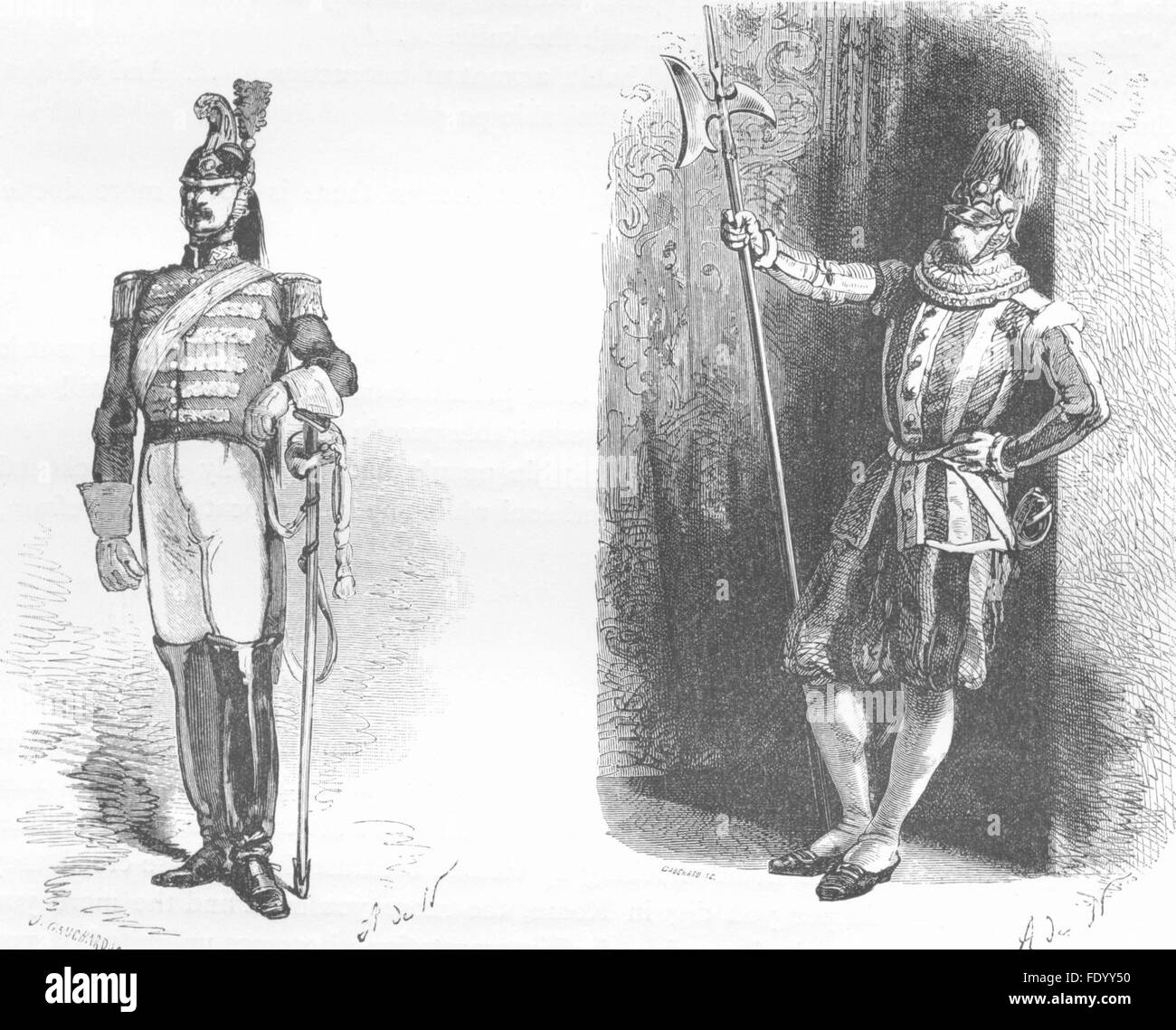 ROME: Noble Guard; Pope's Swiss, antique print 1872 Stock Photo
