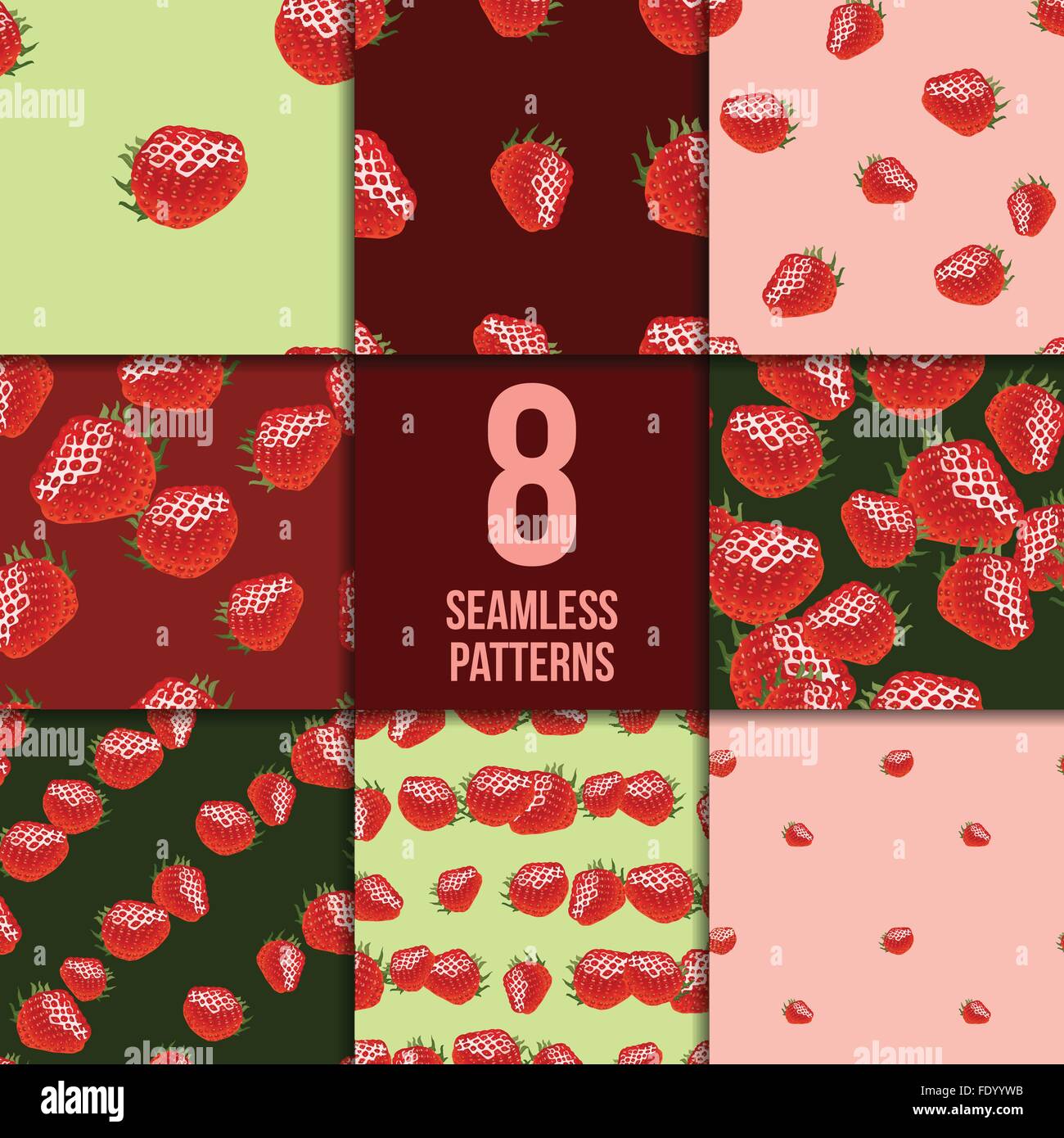 Seamless pattern set with strawberry Stock Vector Image & Art - Alamy