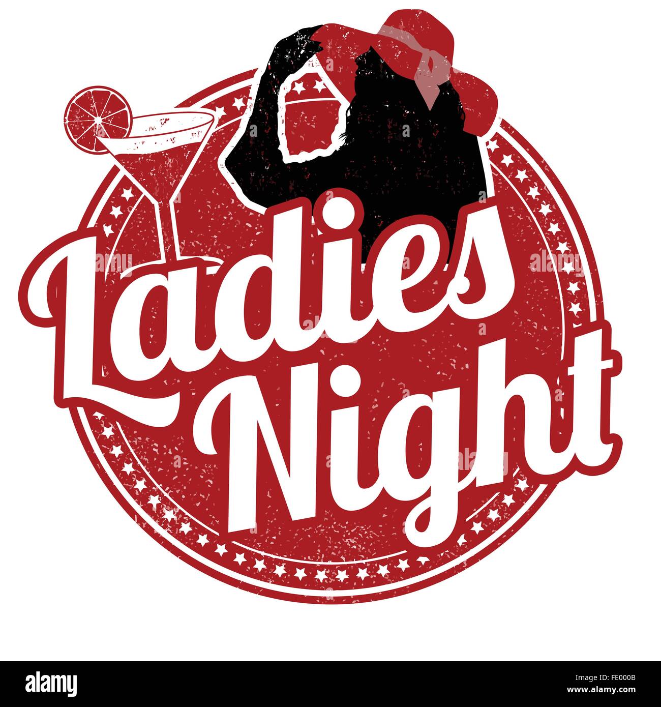 Ladies night grunge rubber stamp on white background, vector