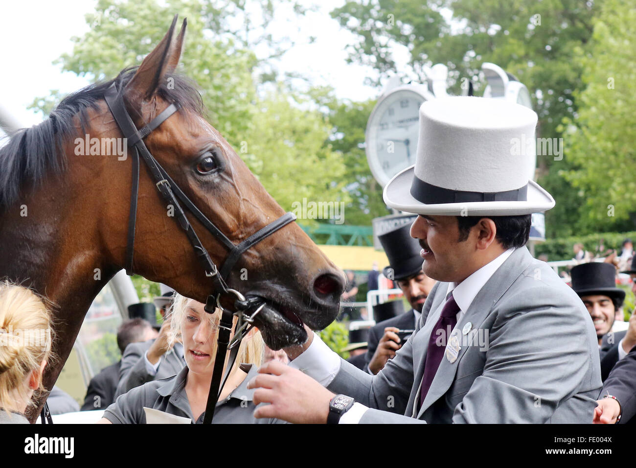 Ascot, United Kingdom, Joaan al Thani, breeder and owner of galloping race horses Stock Photo