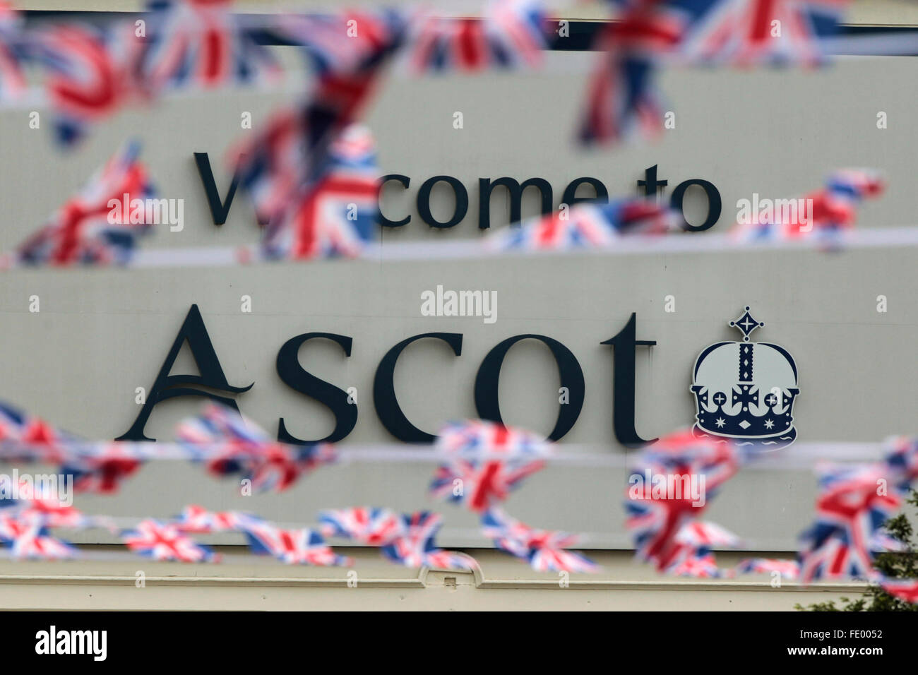 Ascot, United Kingdom, lettering - Welcome to Ascot - Stock Photo