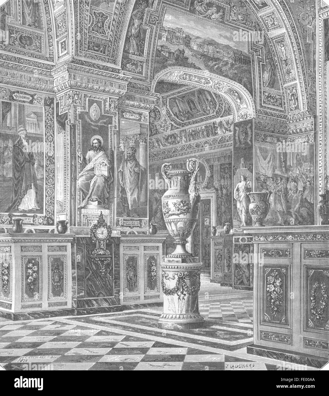 VATICAN: Vatican Library, antique print 1872 Stock Photo