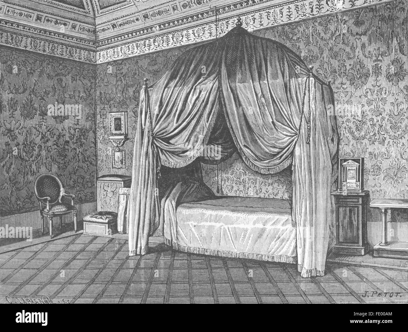 VATICAN: Bed-chamber of Pope Pius IX, antique print 1872 Stock Photo