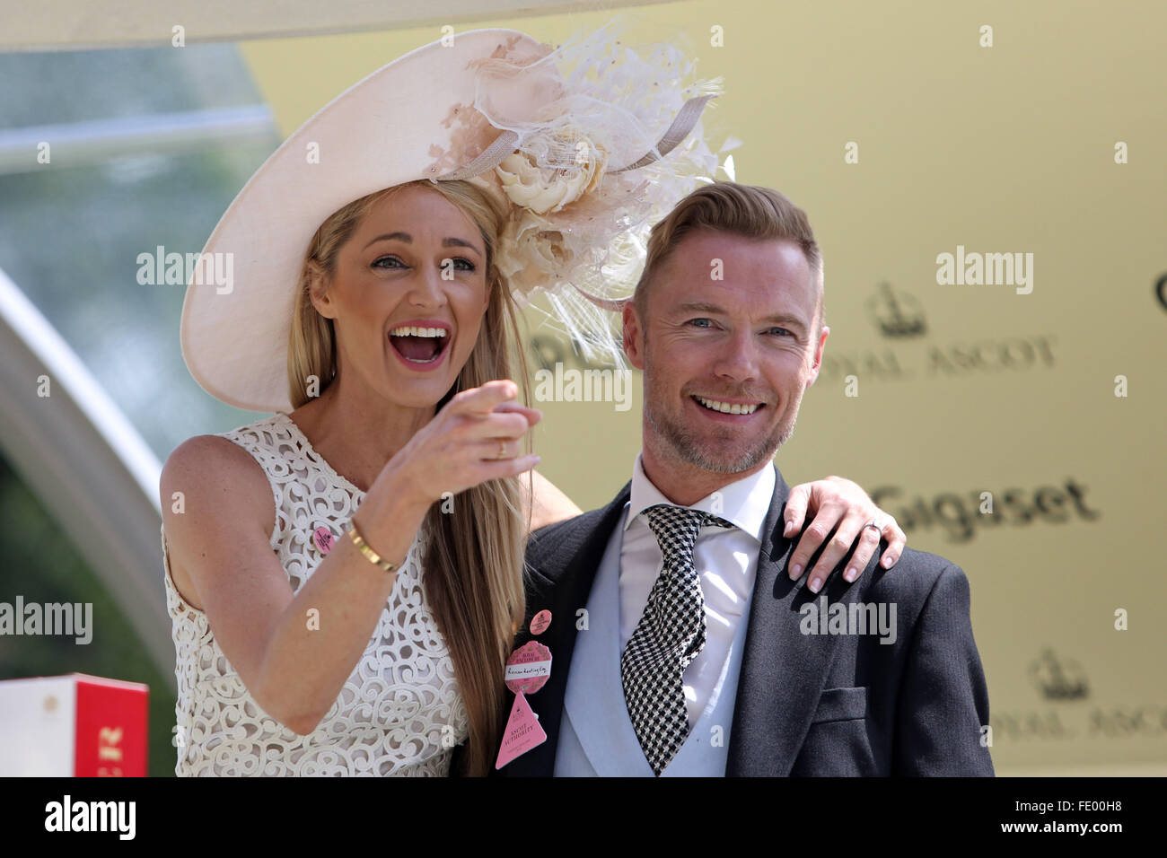 Ascot, United Kingdom, musician Ronan Keating and his wife Storm Uechtritz Stock Photo