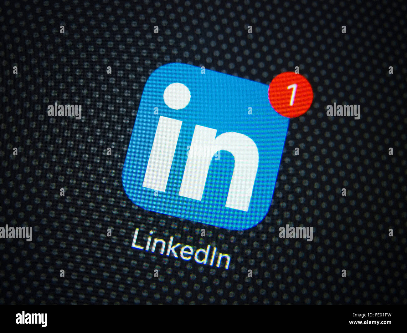 LinkedIn professional social networking app logo on screen of smart phone Stock Photo