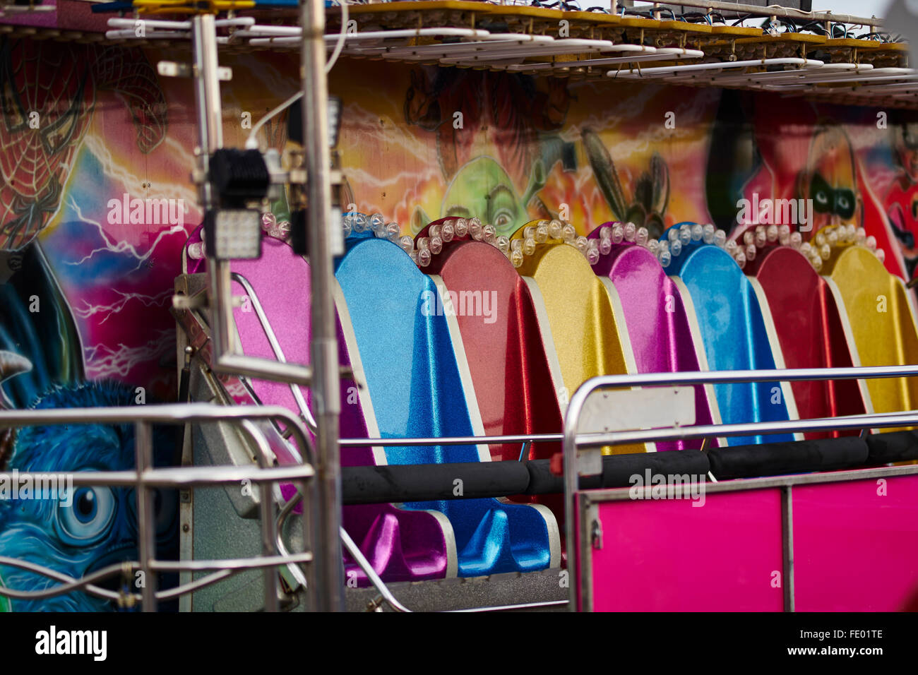 Bridlington Funfair getting ready to open February 6th Stock Photo