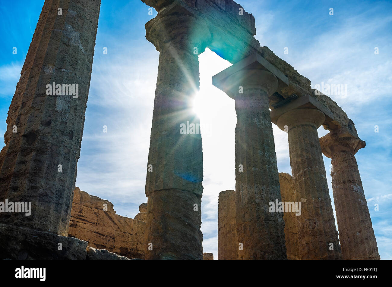 Remains of the Temple of Juno, Agrigento, ancient Greek city of Akragas, Sicily, Italy Stock Photo