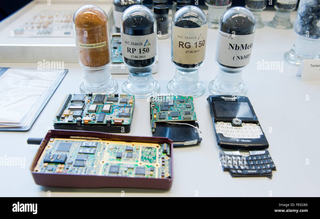 Old harddrives and cellphones, as well as samples of rare metals like