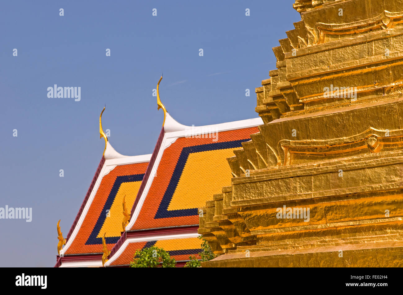 Colourful roof top of the Grand Palace, Bangkok, Thailand Stock Photo