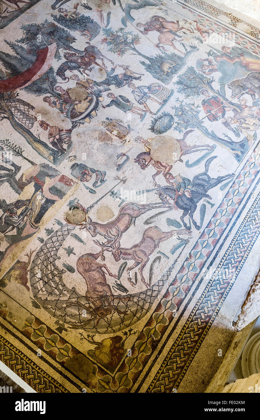 Roman mosaics in Villa Romana del Casale, Piazza Armerina Stock Photo