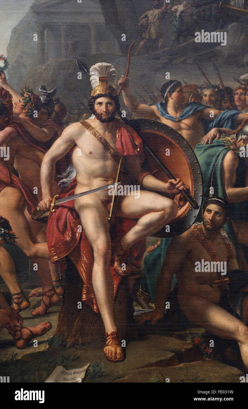 Leonidas At Thermopylae 1813 By Jacques Louis David 1748 15 Detail Of King Of Spartans Leonidas I Died 480 Louvre Stock Photo Alamy