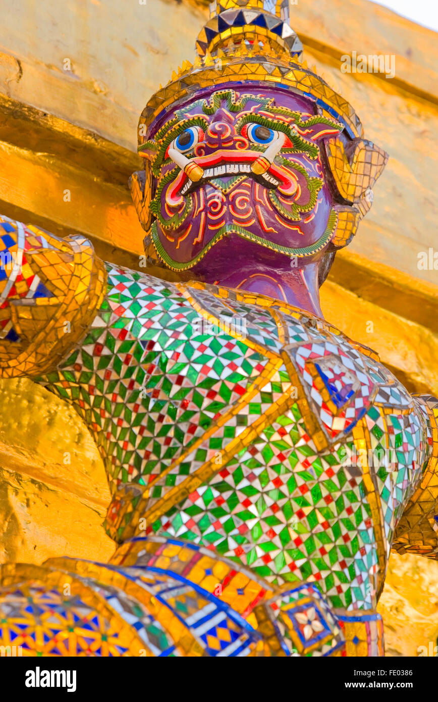 Guardian monkey-dragon in the Grand Palace, Bangkok, Thailand Stock Photo