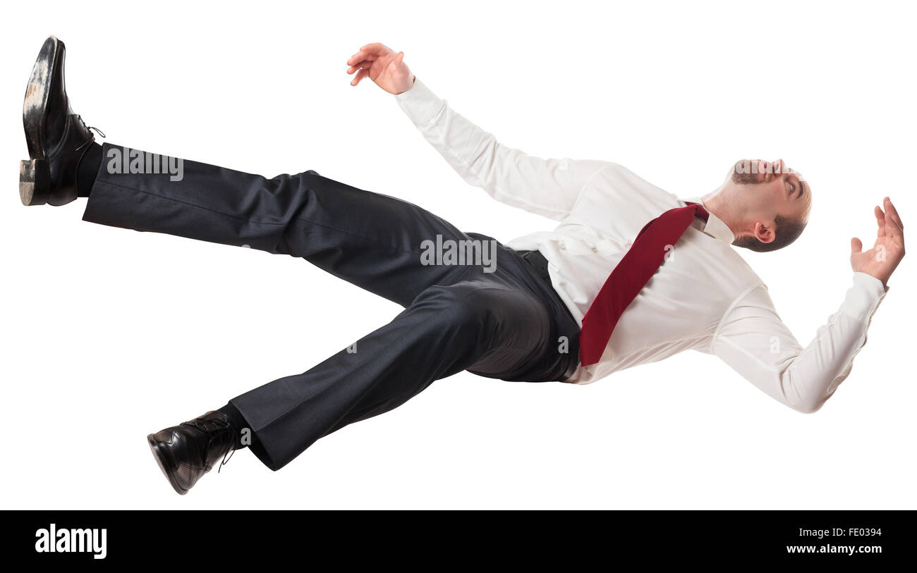man falling down isolated on white Stock Photo