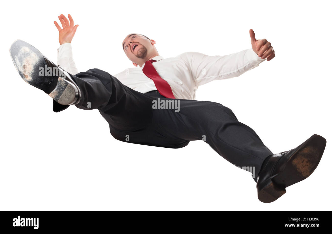 man falling down isolated on white Stock Photo