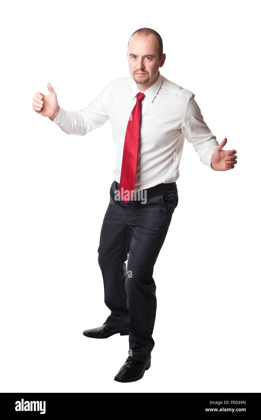 man hold position isolated on white background Stock Photo