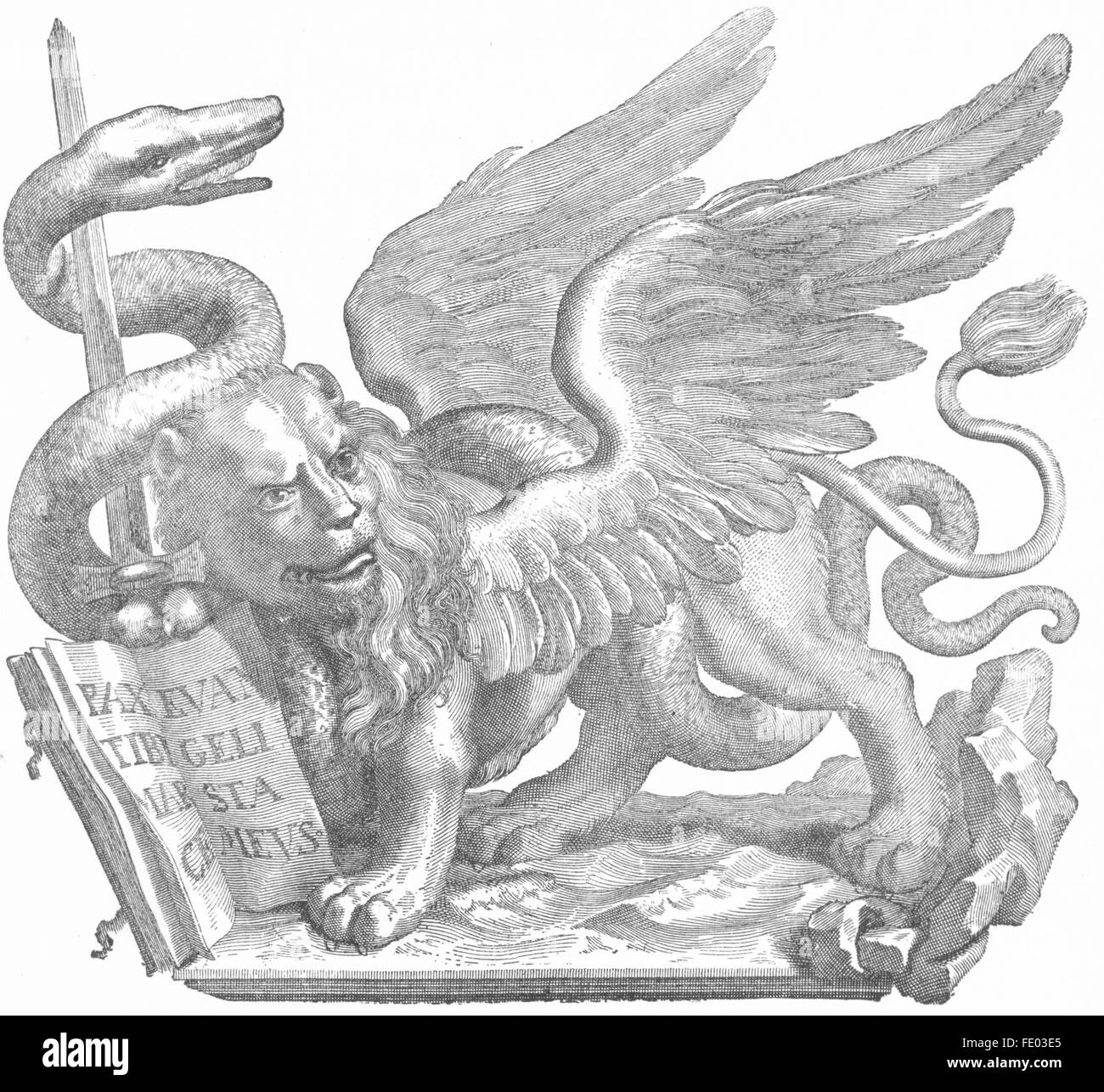 VENICE: The winged lion of Venice, antique print 1880 Stock Photo