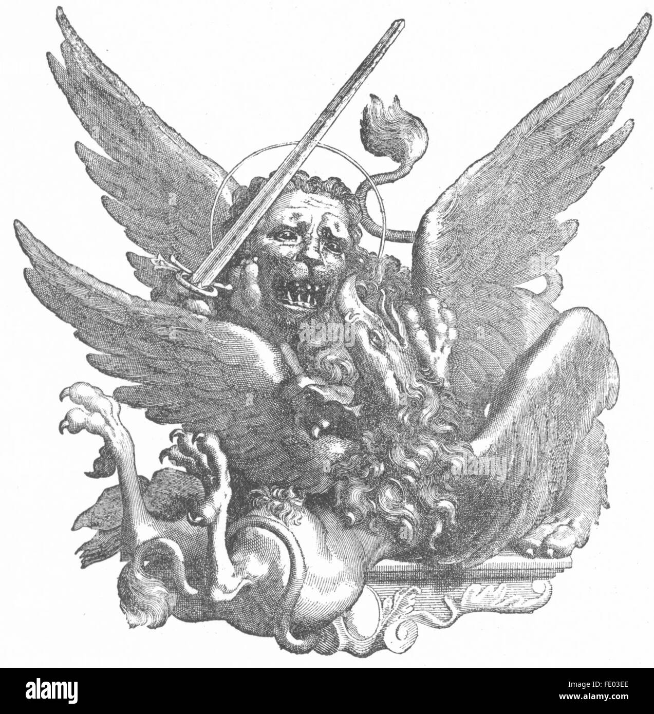 VENICE: The winged lion of Venice-2, antique print 1880 Stock Photo