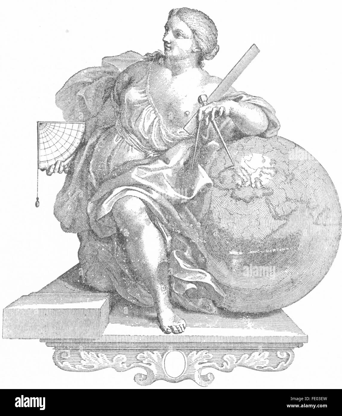 VENICE: Lady with globe & navigational equipment, antique print 1880 Stock Photo