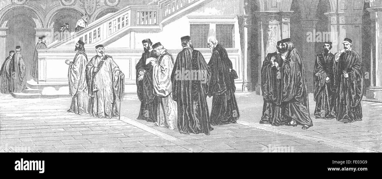 VENICE: Tribunal of council 10 going to Session, antique print 1880 Stock Photo