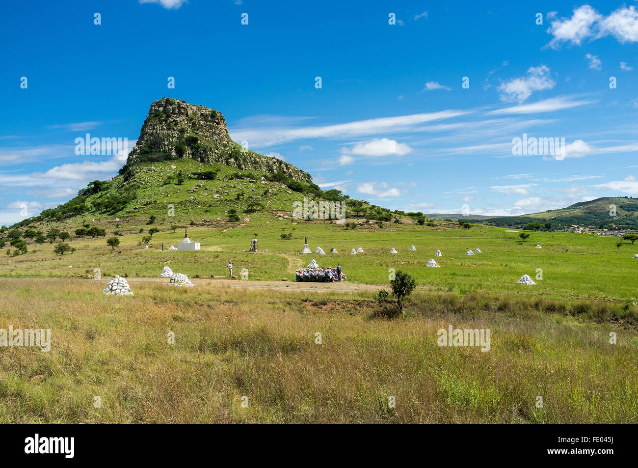 Isandlwana hill, battlesite memorial ground, Kwa-zulu Natal, South Africa Stock Photo