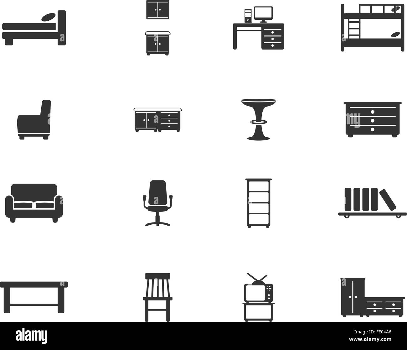 Furniture simply icons Stock Vector
