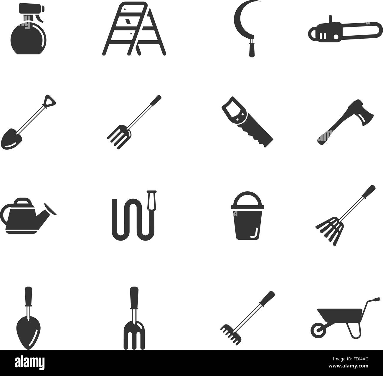 Garden tools simply icons Stock Vector