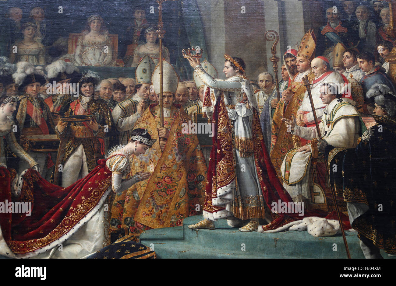 The Coronation of Napoleon(1769-1821) by Jacques-Louis David (1484-1825) in the Cathedral of Notre-Dame, 2 December 1804, Paris. Stock Photo