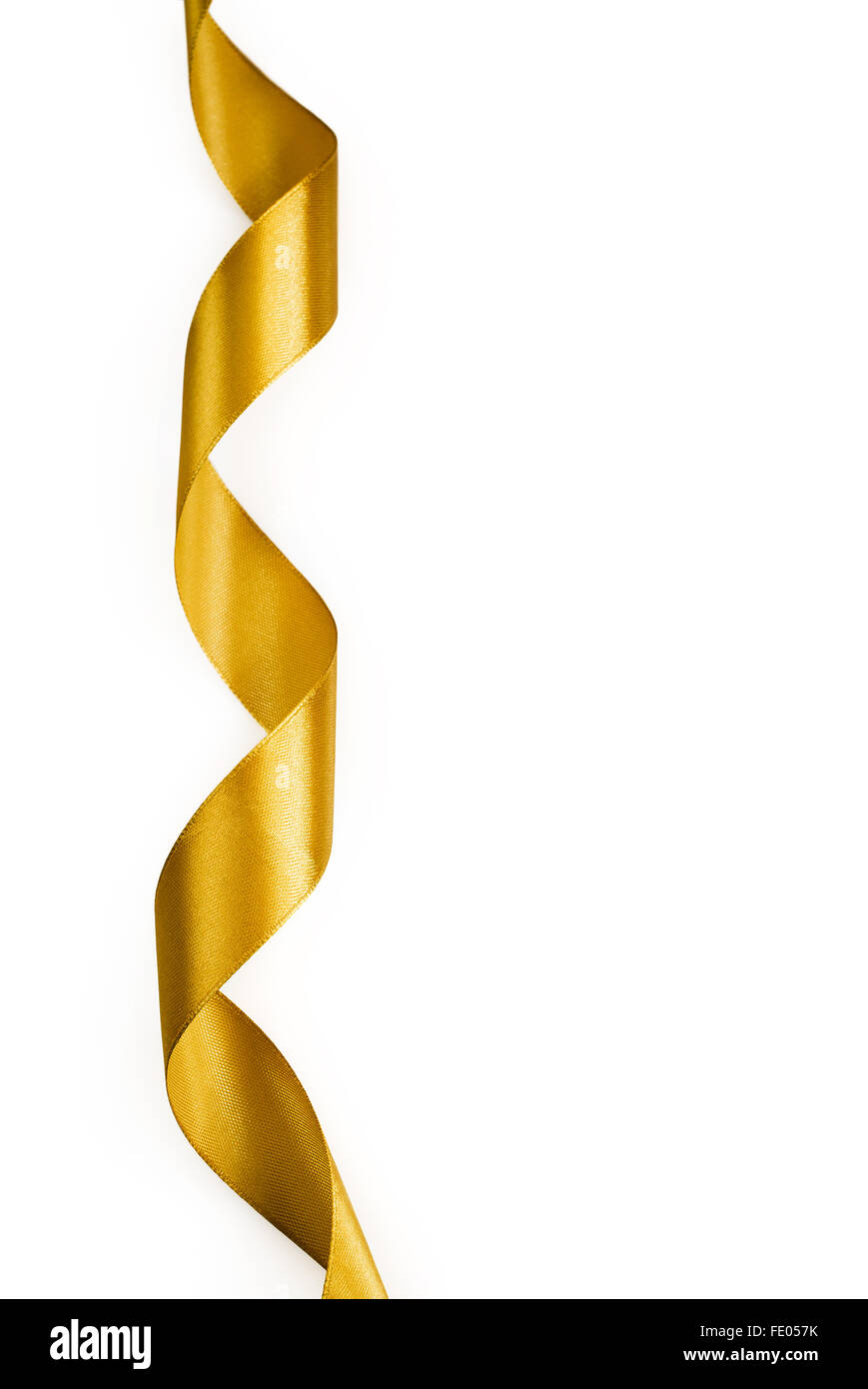 Golden curved ribbon isolated white Stock Photo Alamy